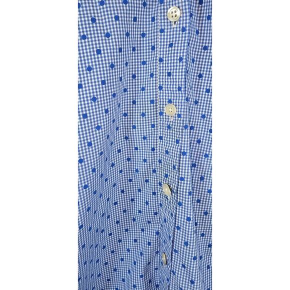 Talbots Large Shirt Top White and Blue Polka Dot Button Down Front Long Sleeve - Picture 3 of 8
